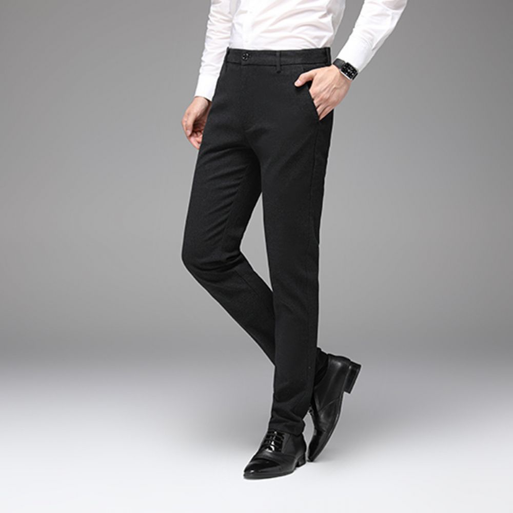 2024 Automne Micro-élastique Sergé Pantalon Décontracté Simple Hommes Pantalons D'affaires Mince