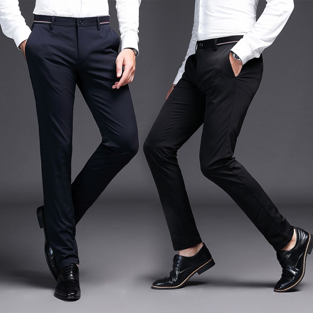 2024 Été Hommes Pantalons Beau Élastique Affaires Décontractés Mince Mode Pantalon Droit D'affaires