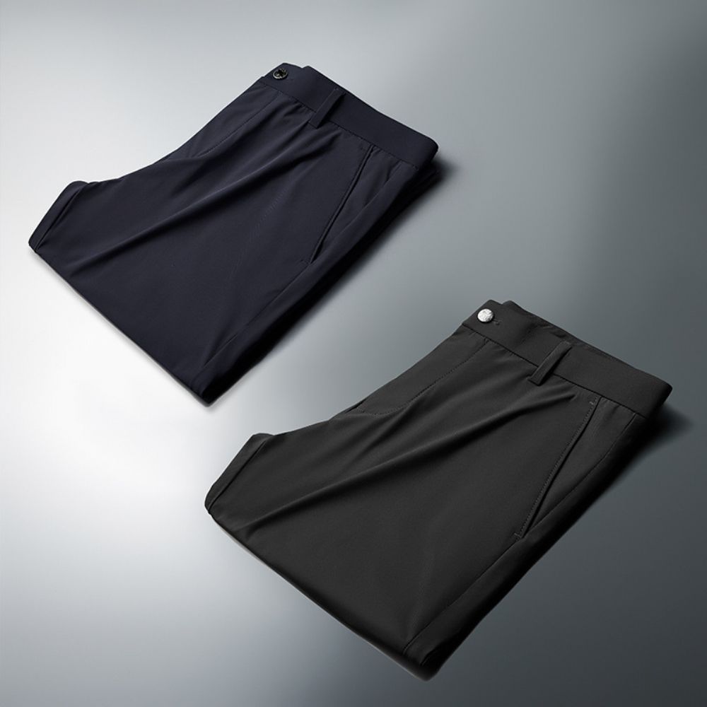 Été Costume Pantalon Drapé Hommes 2024 Glace Soie Tube Droit Sans Fer Affaires Pantalons Décontractés Vêtements Pour