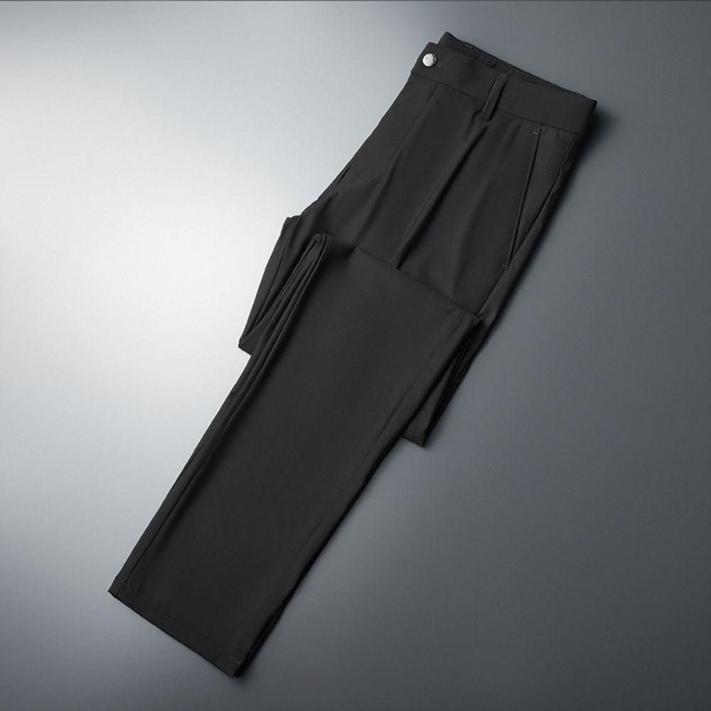 Été Costume Pantalon Drapé Hommes 2024 Glace Soie Tube Droit Sans Fer Affaires Pantalons Décontractés Vêtements Pour