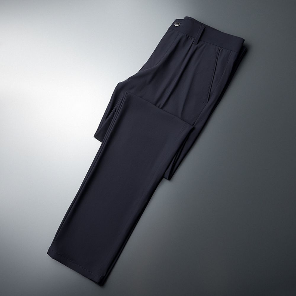 Été Costume Pantalon Drapé Hommes 2024 Glace Soie Tube Droit Sans Fer Affaires Pantalons Décontractés Vêtements Pour