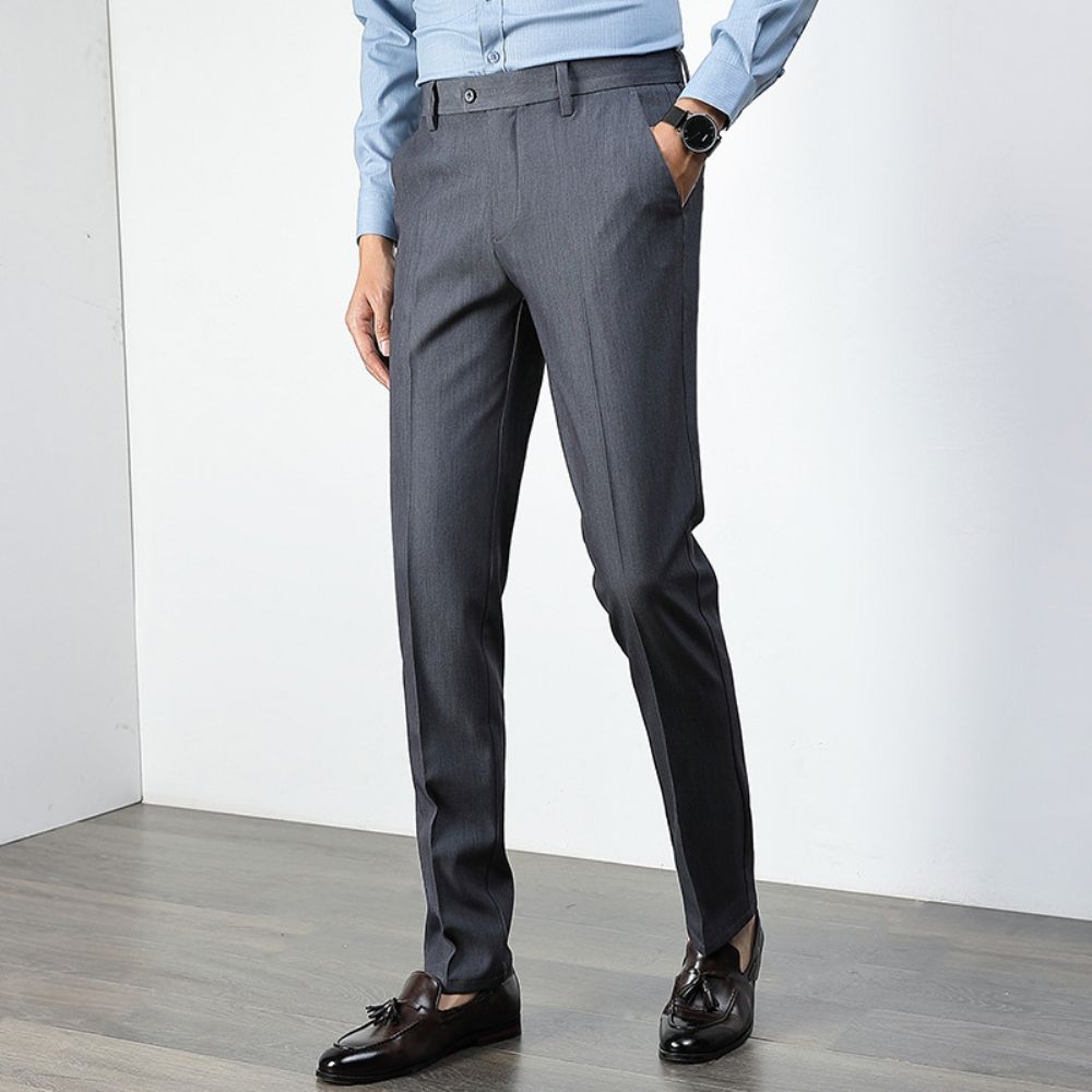 Été Mince Pantalon Décontracté Hommes Minces Petits Pieds Affaires Costume Formel Élastique Non-fer Long