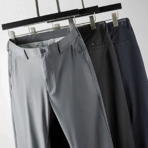 Été Neuf Points Petit Pantalon Hommes Pantalons Décontractés Sans Fer Droite Glace Soie Couleur Unie Lumière Costume D'affaires