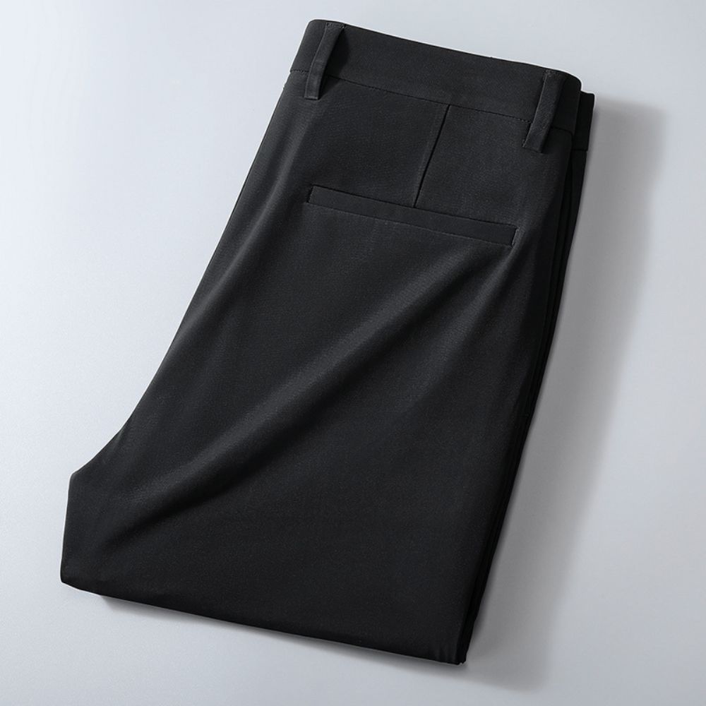 Haut Gamme Glace Soie Pantalon Hommes Été Mince Affaires Décontracté Drapé À Séchage Rapide Papa Haute Qualité Pantalons Longs