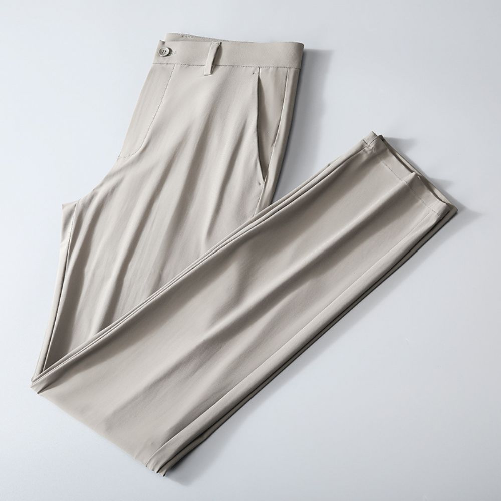 Haut Gamme Glace Soie Pantalon Hommes Été Mince Affaires Décontracté Drapé À Séchage Rapide Papa Haute Qualité Pantalons Longs