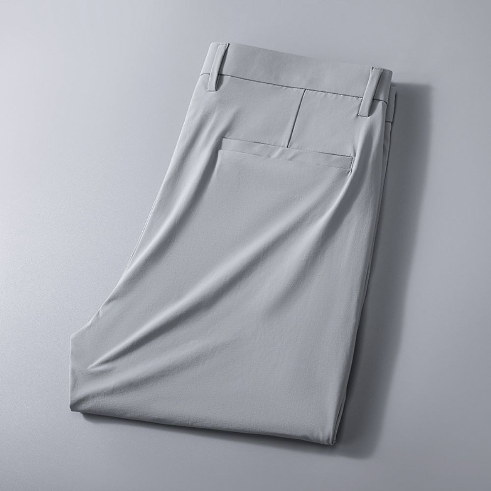 Haut Gamme Glace Soie Pantalon Hommes Été Mince Affaires Décontracté Drapé À Séchage Rapide Papa Haute Qualité Pantalons Longs