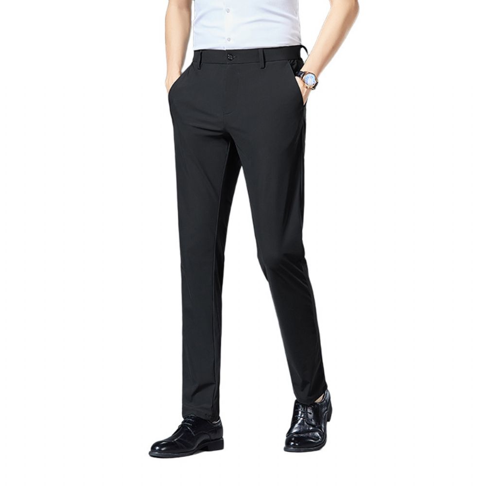 Pantalon Slim Fit Pour Hommes Minces Pantalons Décontractés D'affaires Printemps Et Automne Costume Droit En Nylon Extensible Qualité