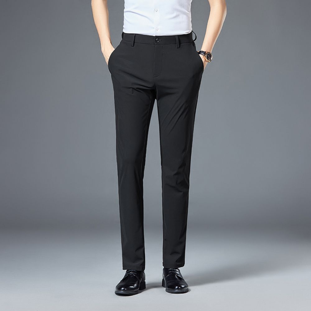 Pantalon Slim Fit Pour Hommes Minces Pantalons Décontractés D'affaires Printemps Et Automne Costume Droit En Nylon Extensible Qualité