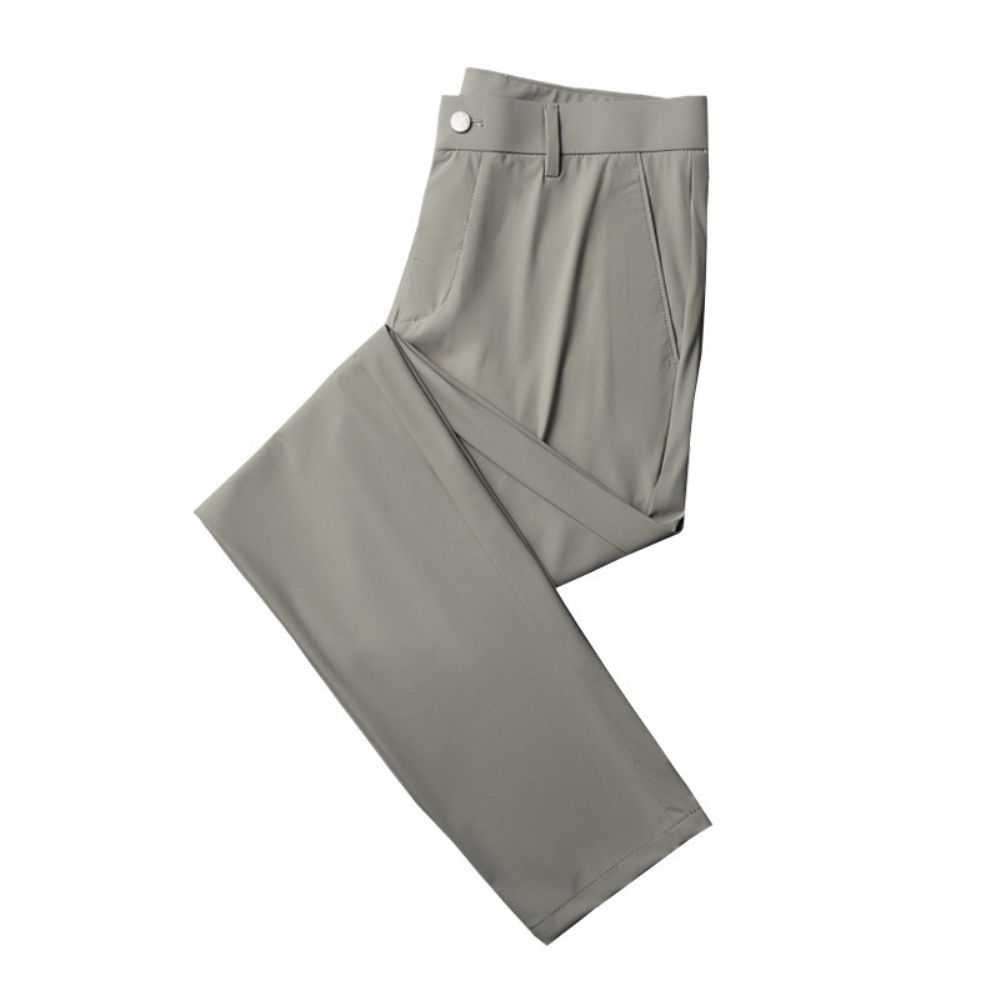 Pantalon En Soie Glace Section Mince D'été Pour Hommes Haute Élastique Respirant Business Casual Droit Travail Long Tendance Climatisation