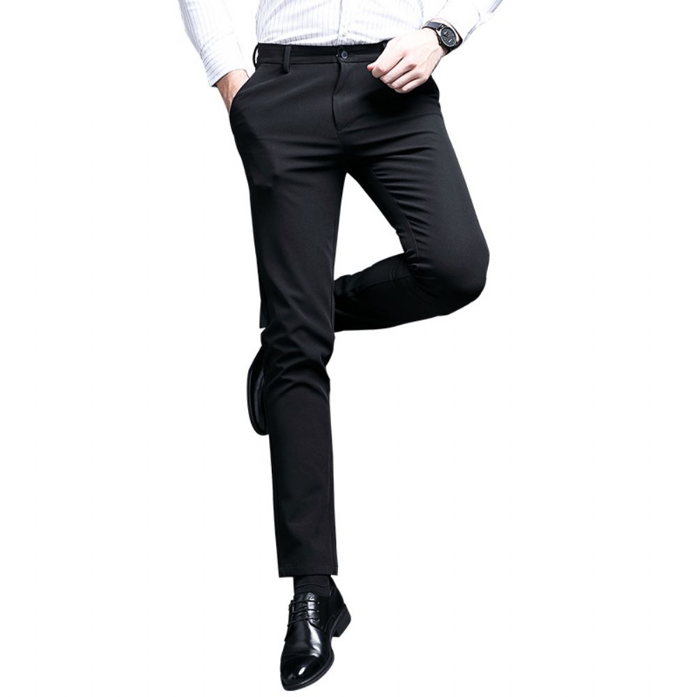 Pantalons Pour Hommes Sans Fer Longs Minces Affaires Automne Et Hiver Épais Jeunes Costume Travail Professionnel