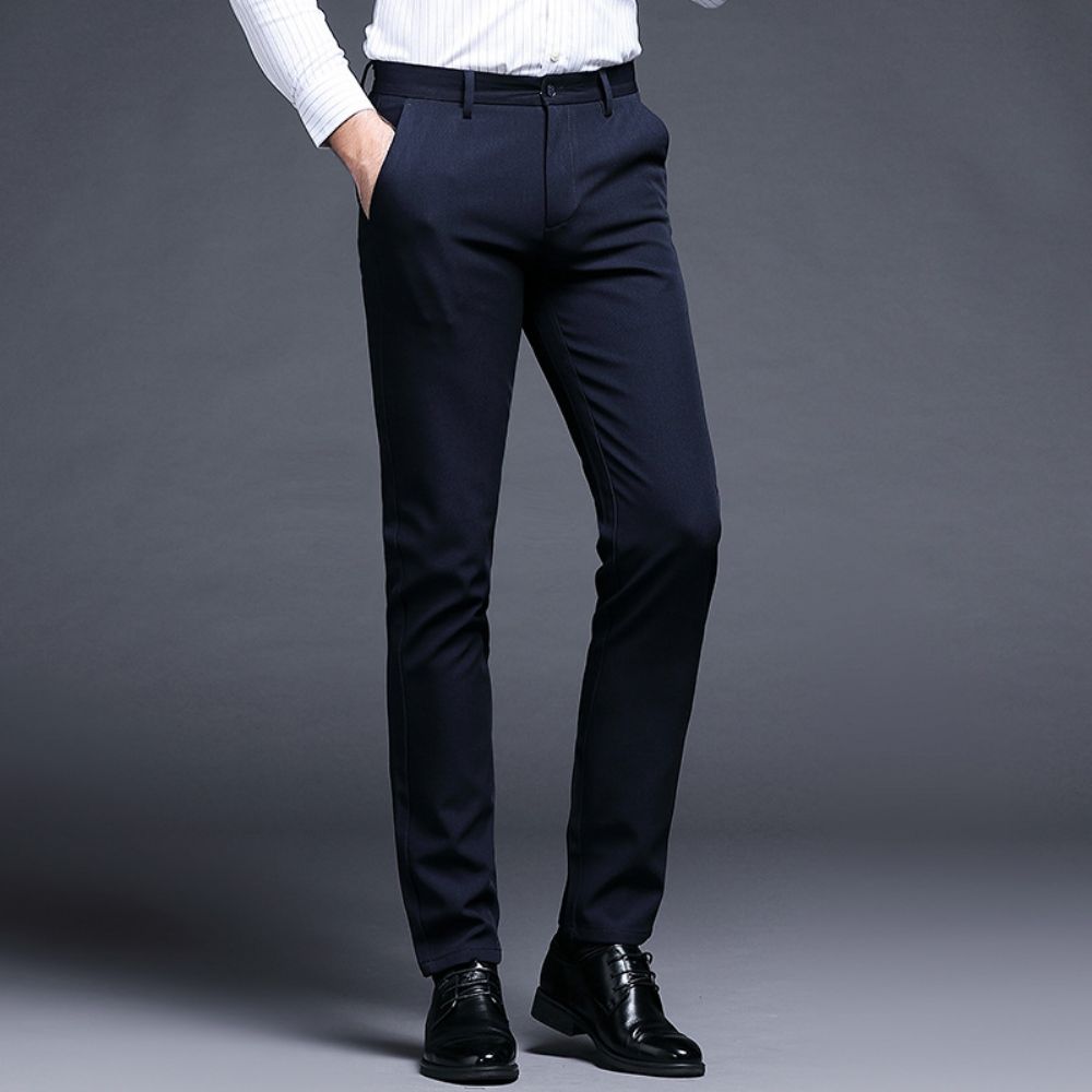 Pantalons Pour Hommes Sans Fer Longs Minces Affaires Automne Et Hiver Épais Jeunes Costume Travail Professionnel