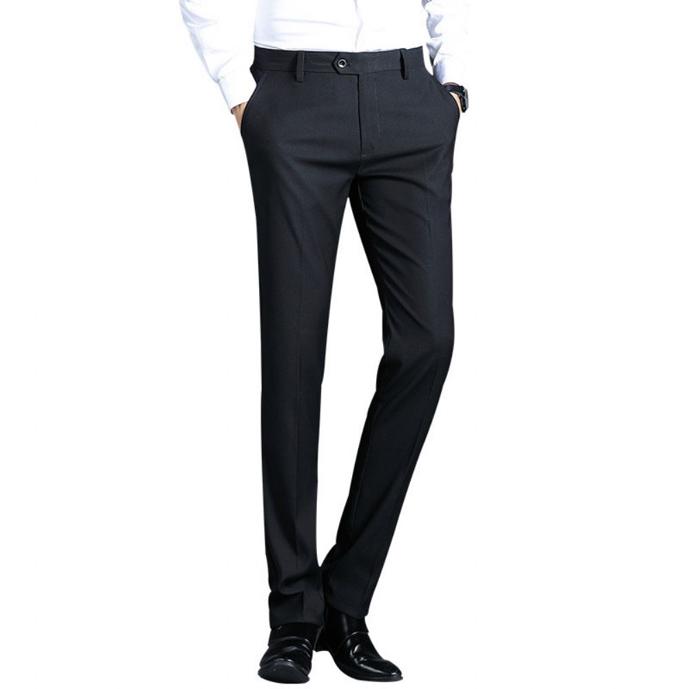 Pantalons Pour Hommes Slim Affaires Vêtements Cérémonie Professionnels Minces Décontractés Droits Petits Pieds Costume Noirs