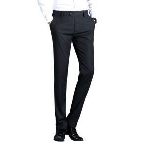 Pantalons Pour Hommes Slim Affaires Vêtements Cérémonie Professionnels Minces Décontractés Droits Petits Pieds Costume Noirs