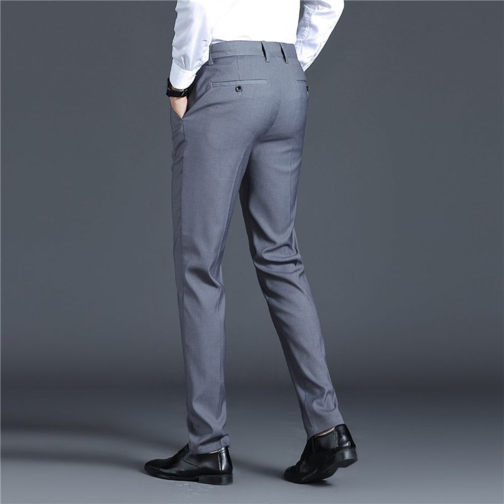 Pantalons Pour Hommes Slim Affaires Vêtements Cérémonie Professionnels Minces Décontractés Droits Petits Pieds Costume Noirs