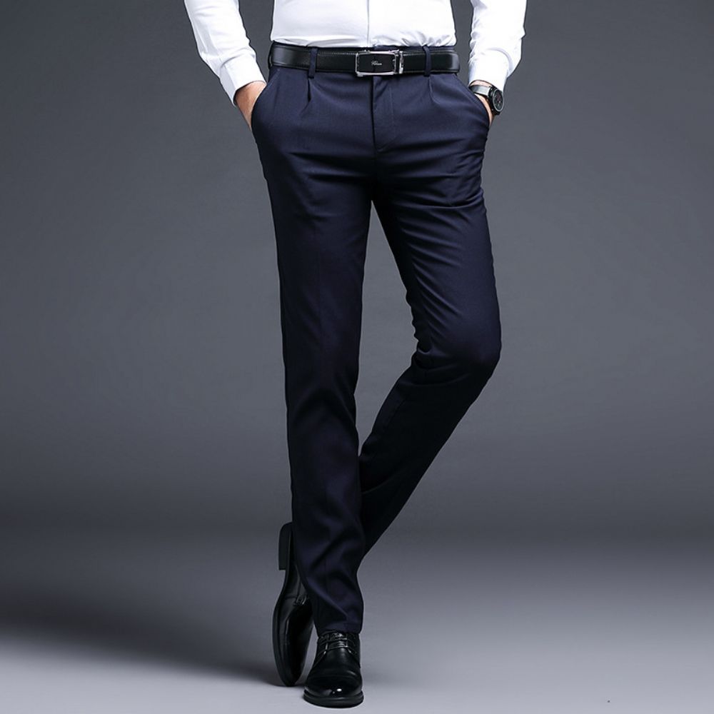 Petit Costume Droit Pantalon Hommes Été Section Mince Tendance Bleu Affaires Pantalons Décontractés