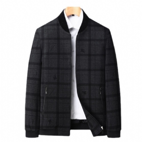 2024 Automne Et Hiver Veste En Laine Hommes Plaid All-match Jeunes D'âge Moyen Baseball Col