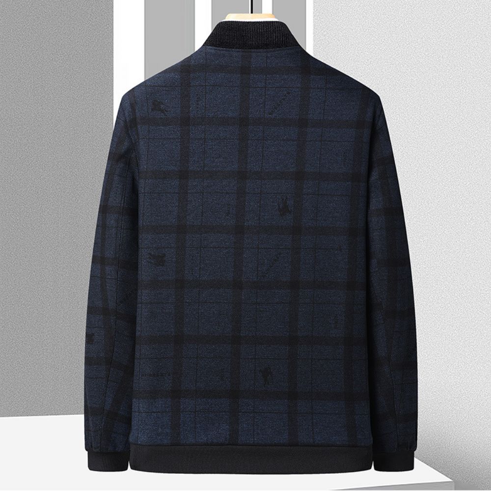 2024 Automne Et Hiver Veste En Laine Hommes Plaid All-match Jeunes D'âge Moyen Baseball Col