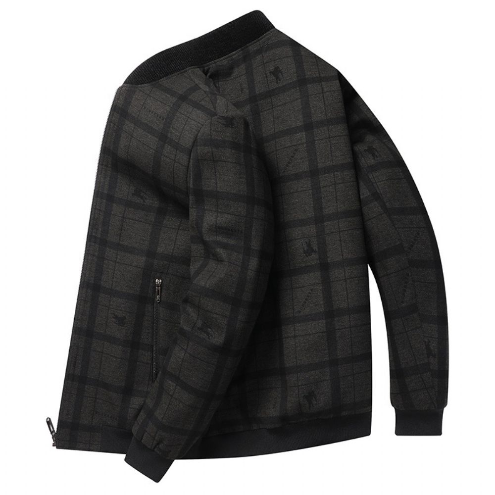 2024 Automne Et Hiver Veste En Laine Hommes Plaid All-match Jeunes D'âge Moyen Baseball Col