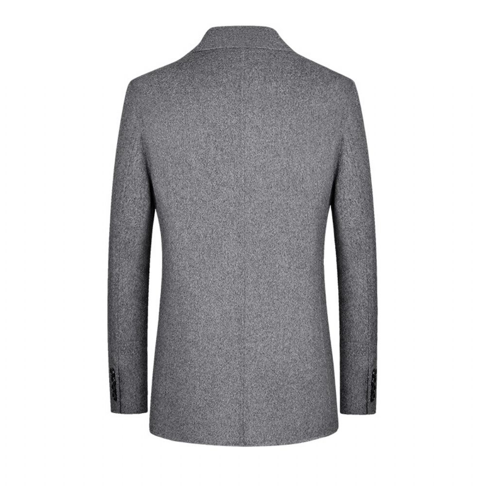 2024 Coupe Ajustée Laine Décontracté Gris Fente Dos Couleur Unie En Trois Dimensions Poche Plaquée Costume Col Veste