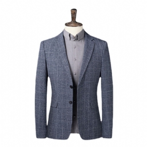 2024 Hommes Costume Printemps Et Automne Décontracté Slim Fit Petit Bleu Gris Plaid Veste