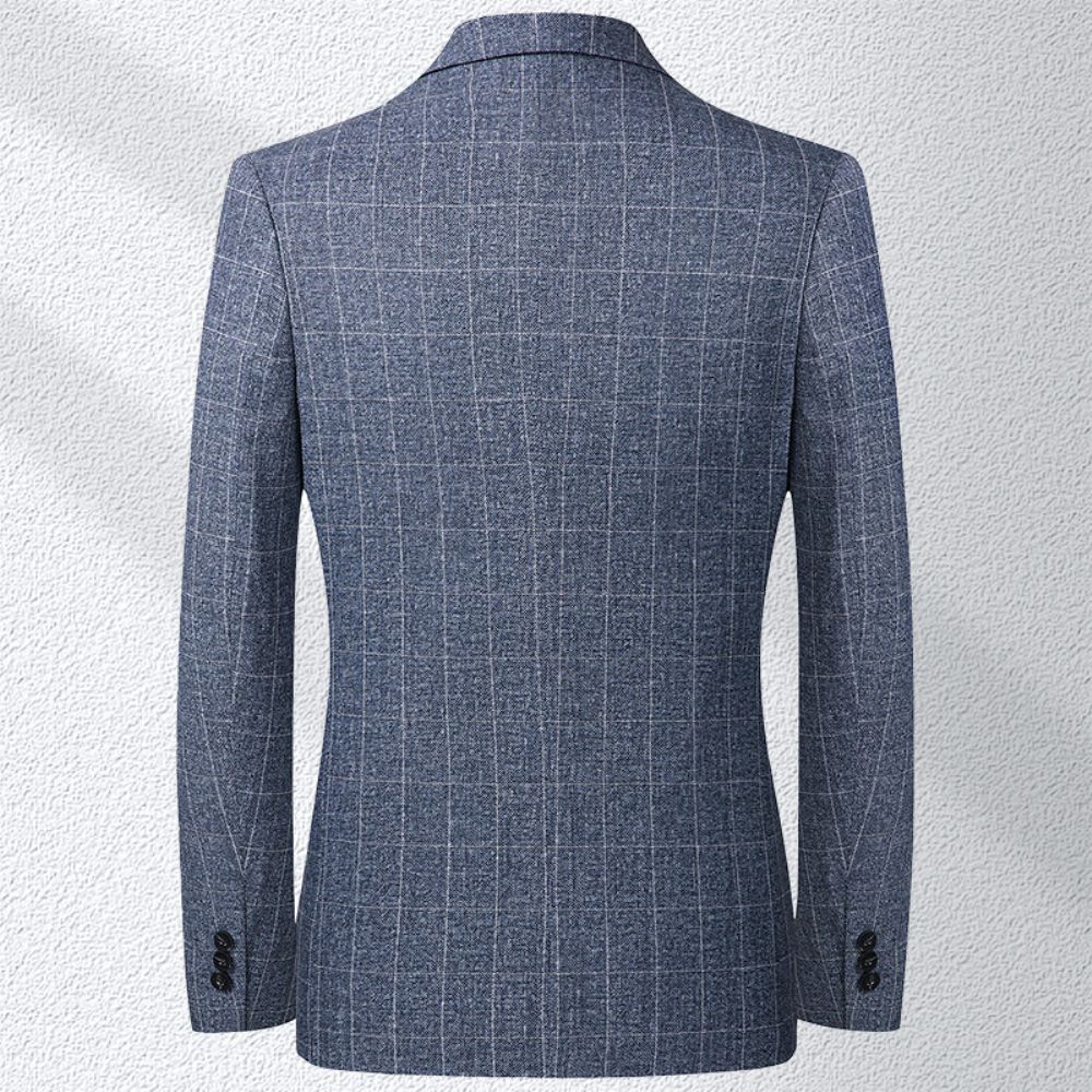 2024 Hommes Costume Printemps Et Automne Décontracté Slim Fit Petit Bleu Gris Plaid Veste