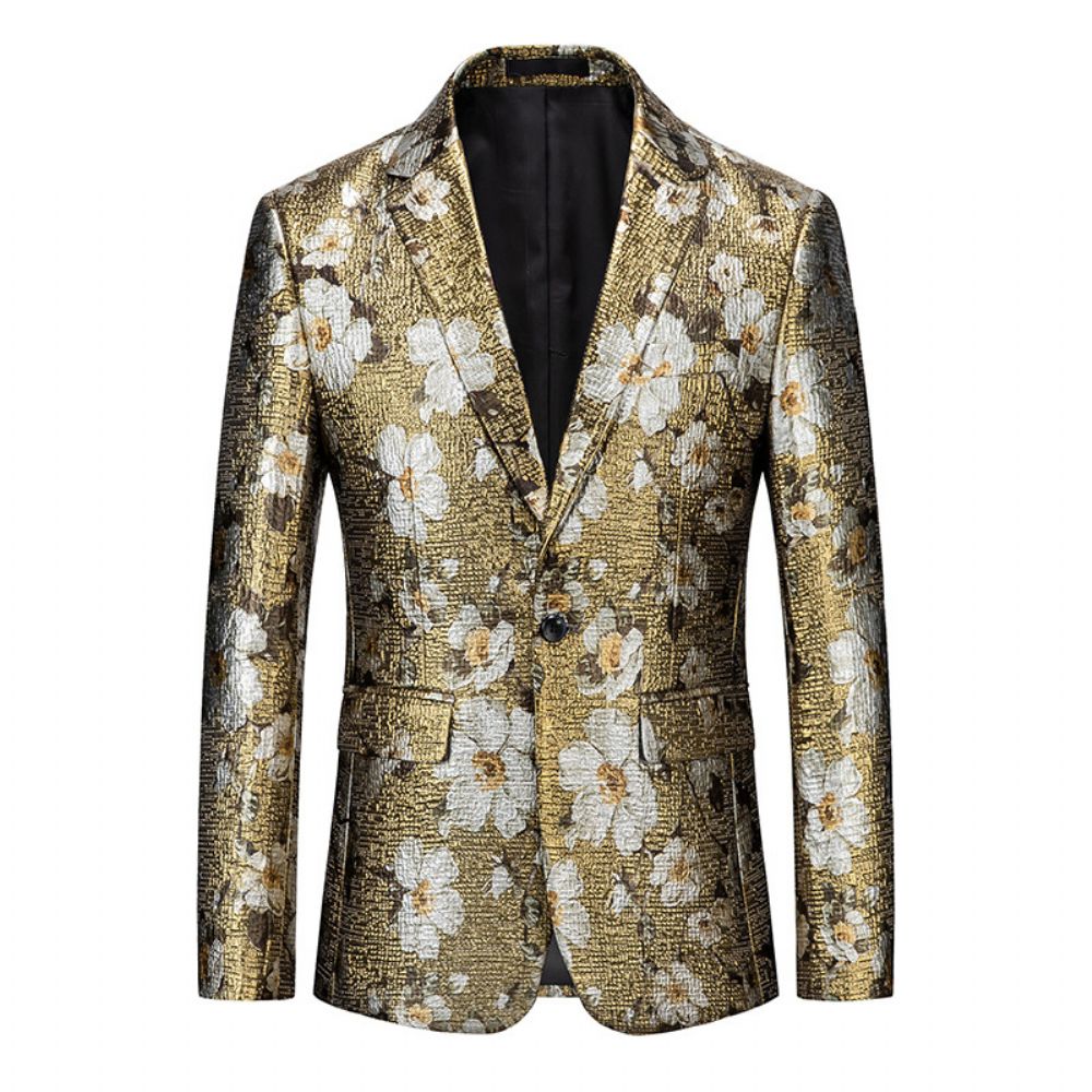 2024 Golden Flower Western Fitted Jacket Gold Imprimé Costume Top Veste Hommes