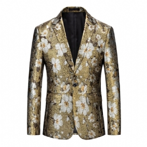 2024 Golden Flower Western Fitted Jacket Gold Imprimé Costume Top Veste Hommes