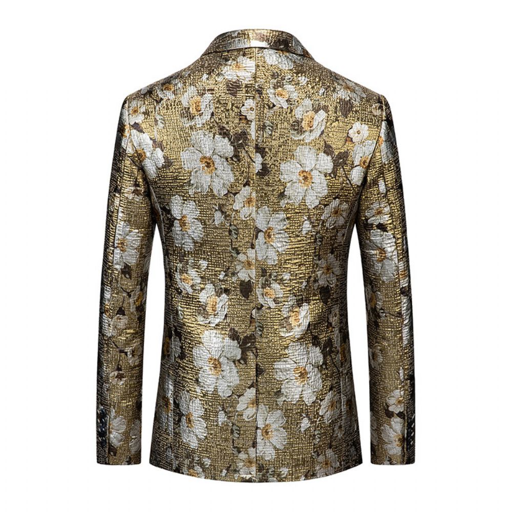 2024 Golden Flower Western Fitted Jacket Gold Imprimé Costume Top Veste Hommes