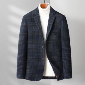 Automne Et Hiver Hommes Décontracté Petit Costume Veste D'affaires D'âge Moyen Plaid