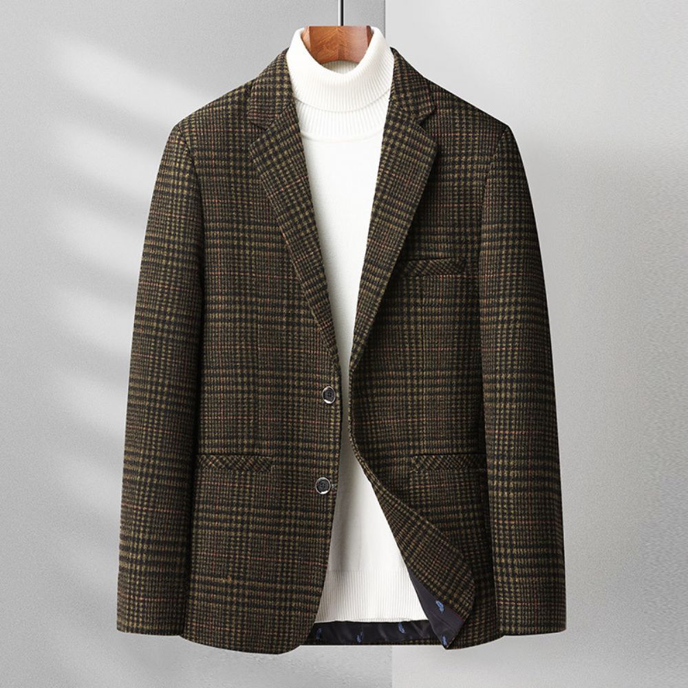 Automne Et Hiver Hommes Décontracté Petit Costume Veste D'affaires D'âge Moyen Plaid