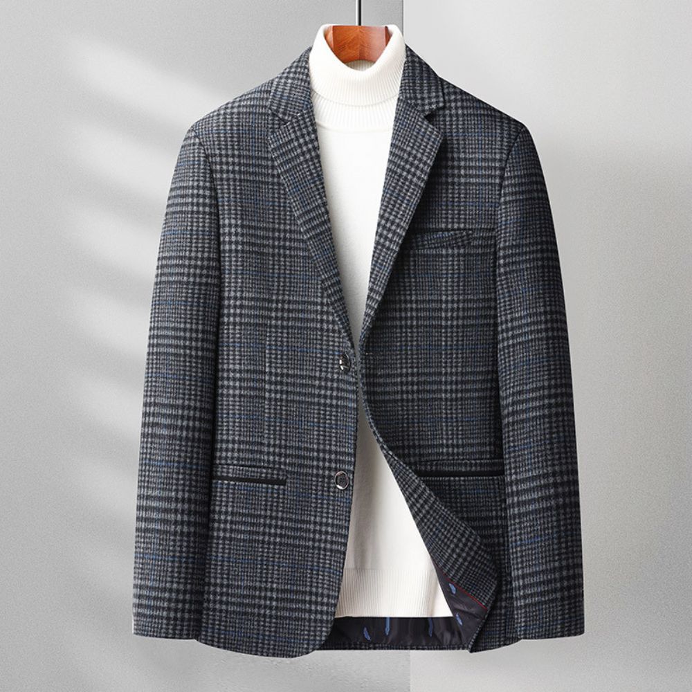 Automne Et Hiver Hommes Décontracté Petit Costume Veste D'affaires D'âge Moyen Plaid