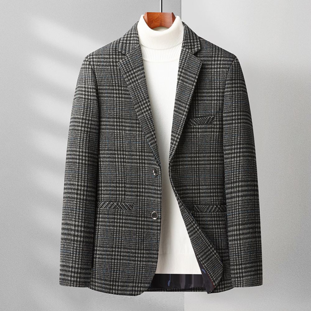 Automne Et Hiver Hommes Décontracté Petit Costume Veste D'affaires D'âge Moyen Plaid