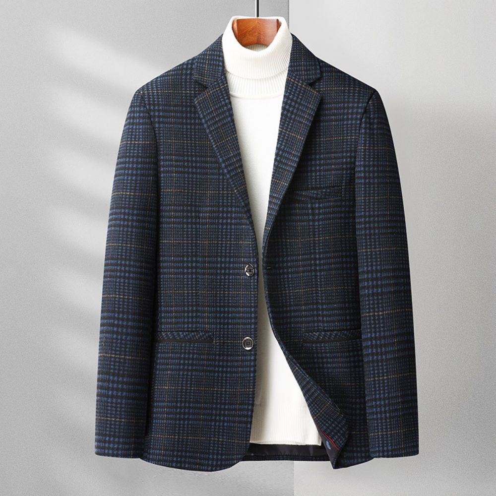 Automne Et Hiver Hommes Décontracté Petit Costume Veste D'affaires D'âge Moyen Plaid