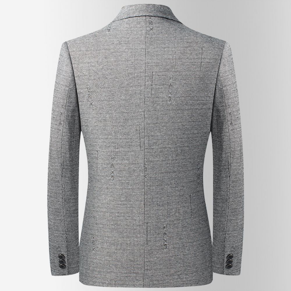 Automne Et Hiver Tricoté Élastique Jacquard Costume D'âge Moyen Jeunes Hommes Coupe Ajustée Sans Repassage Décontracté