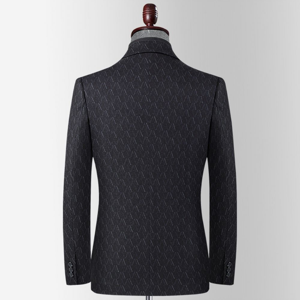 Automne Et Hiver Tricoté Jacquard Stretch Costume Hommes Jeunes D'âge Moyen Petite Coupe Western Tendance Décontracté