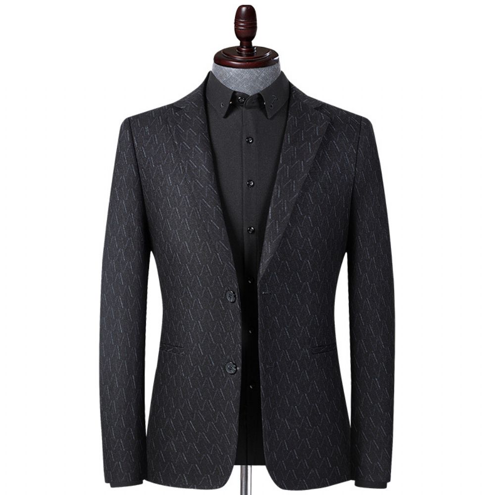 Automne Et Hiver Tricoté Jacquard Stretch Costume Hommes Jeunes D'âge Moyen Petite Coupe Western Tendance Décontracté