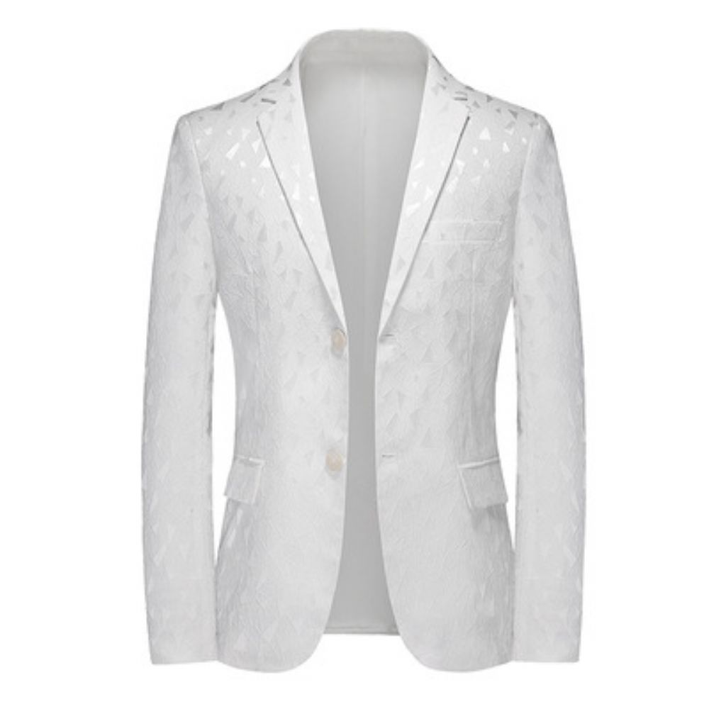 Blazer En Relief Décontracté Pour Hommes Slim Grande Taille Blanc Petit Costume Haut