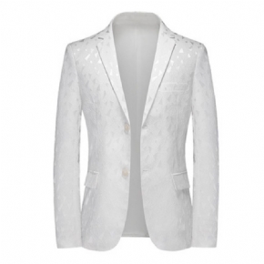 Blazer En Relief Décontracté Pour Hommes Slim Grande Taille Blanc Petit Costume Haut