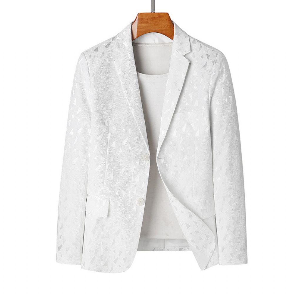 Blazer En Relief Décontracté Pour Hommes Slim Grande Taille Blanc Petit Costume Haut