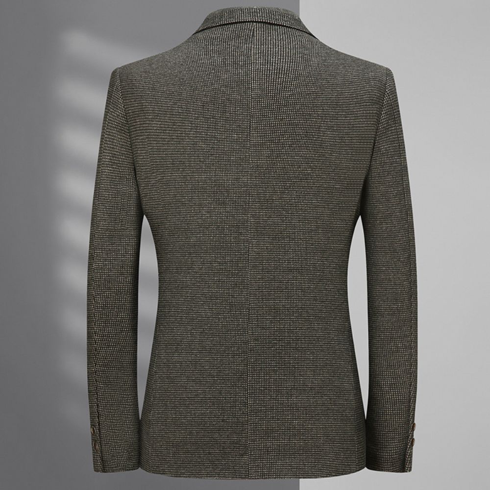 Costume Brossé Décontracté Pour Homme Automne Et Hiver Petit Blazer En Tricot À Carreaux