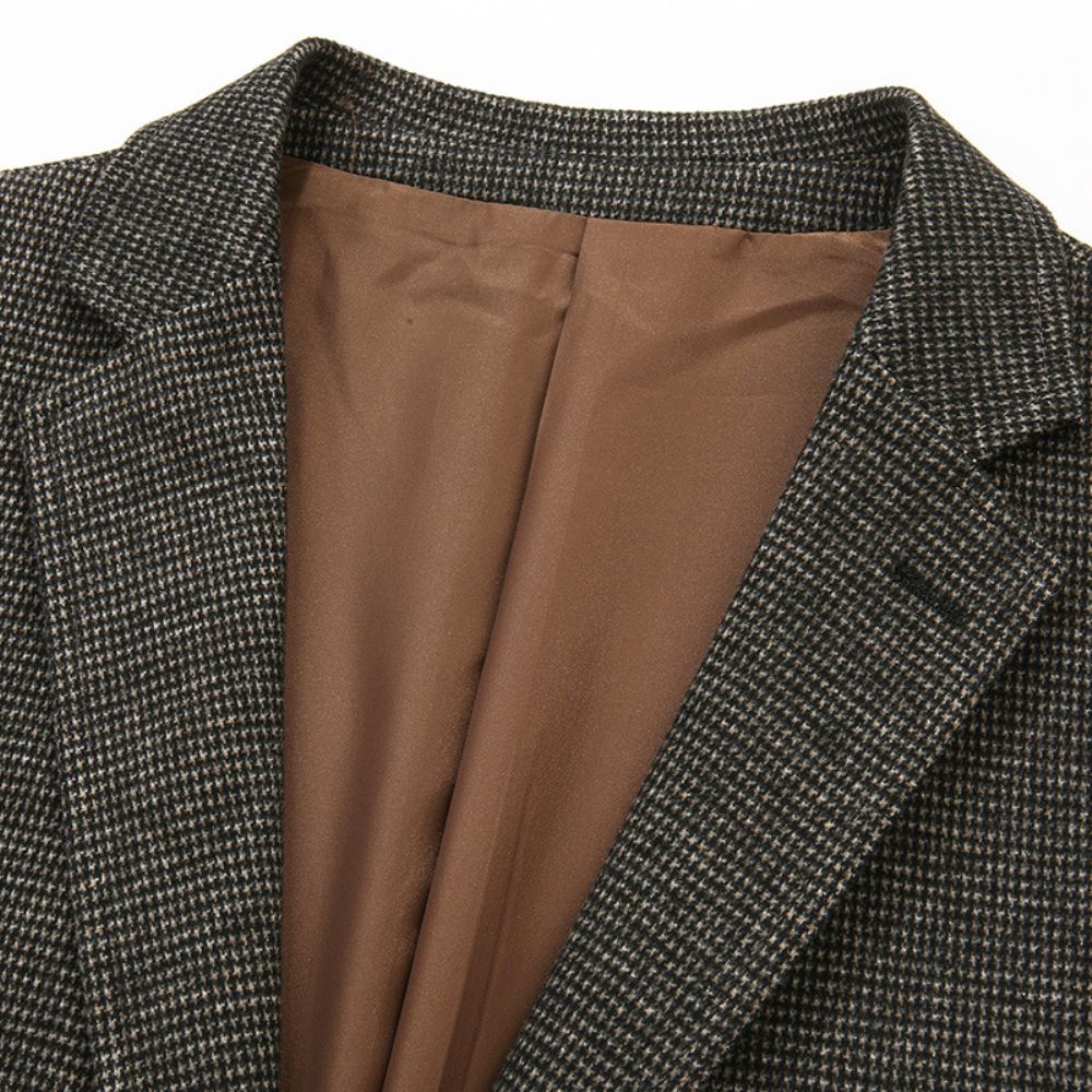 Costume Brossé Décontracté Pour Homme Automne Et Hiver Petit Blazer En Tricot À Carreaux