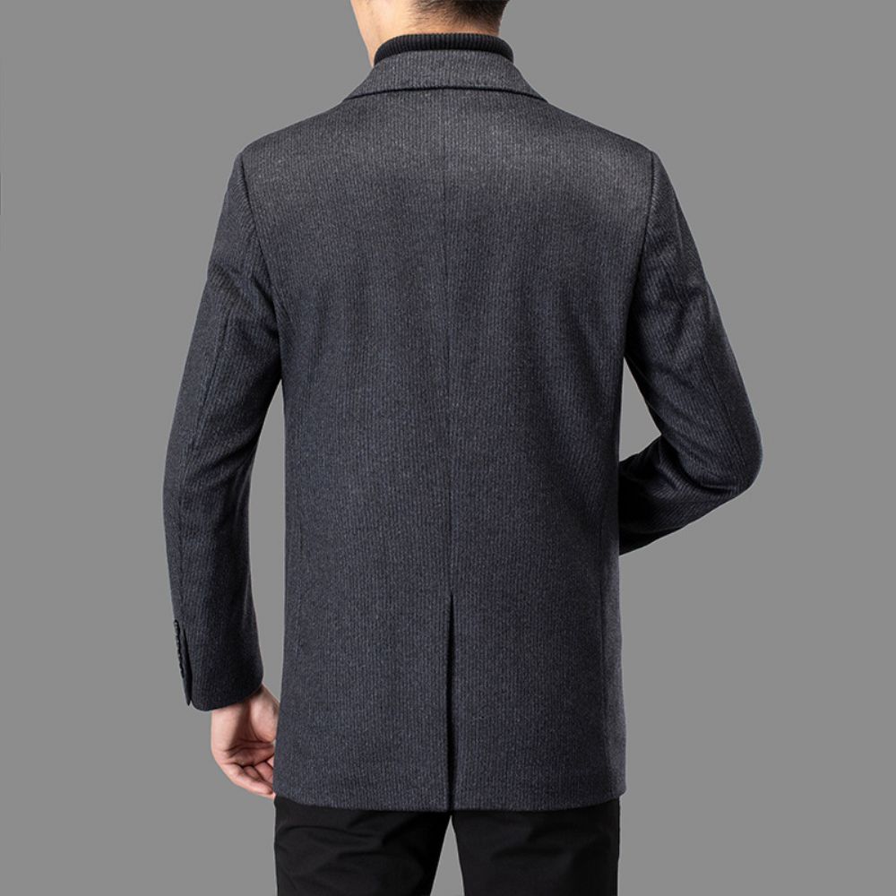 Costume En Cachemire Homme Automne Et Hiver Mi-long Laine Soie Mûrier Veste Simple D'âge Moyen