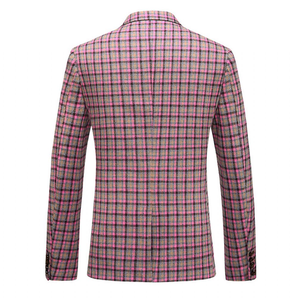 Costume À Carreaux Grande Taille Pour Hommes Deux Boutons Business Casual Fine Plaid Jacket Men