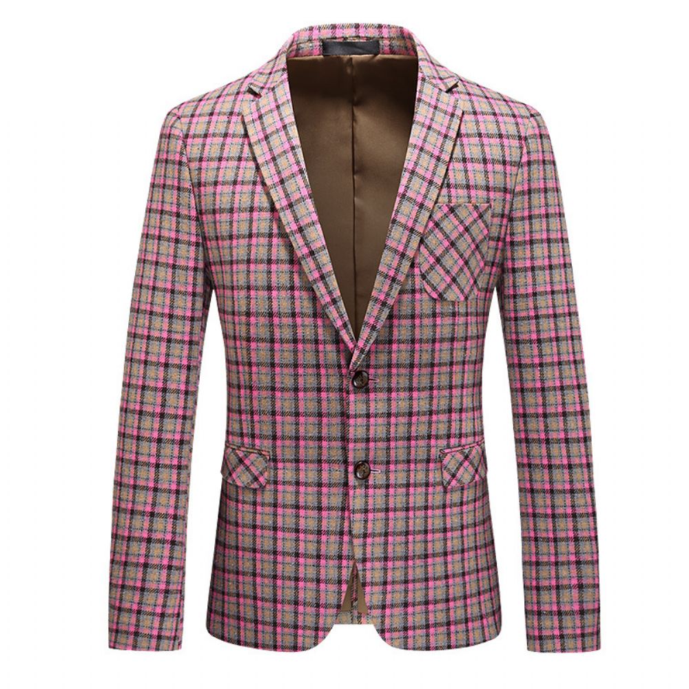 Costume À Carreaux Grande Taille Pour Hommes Deux Boutons Business Casual Fine Plaid Jacket Men