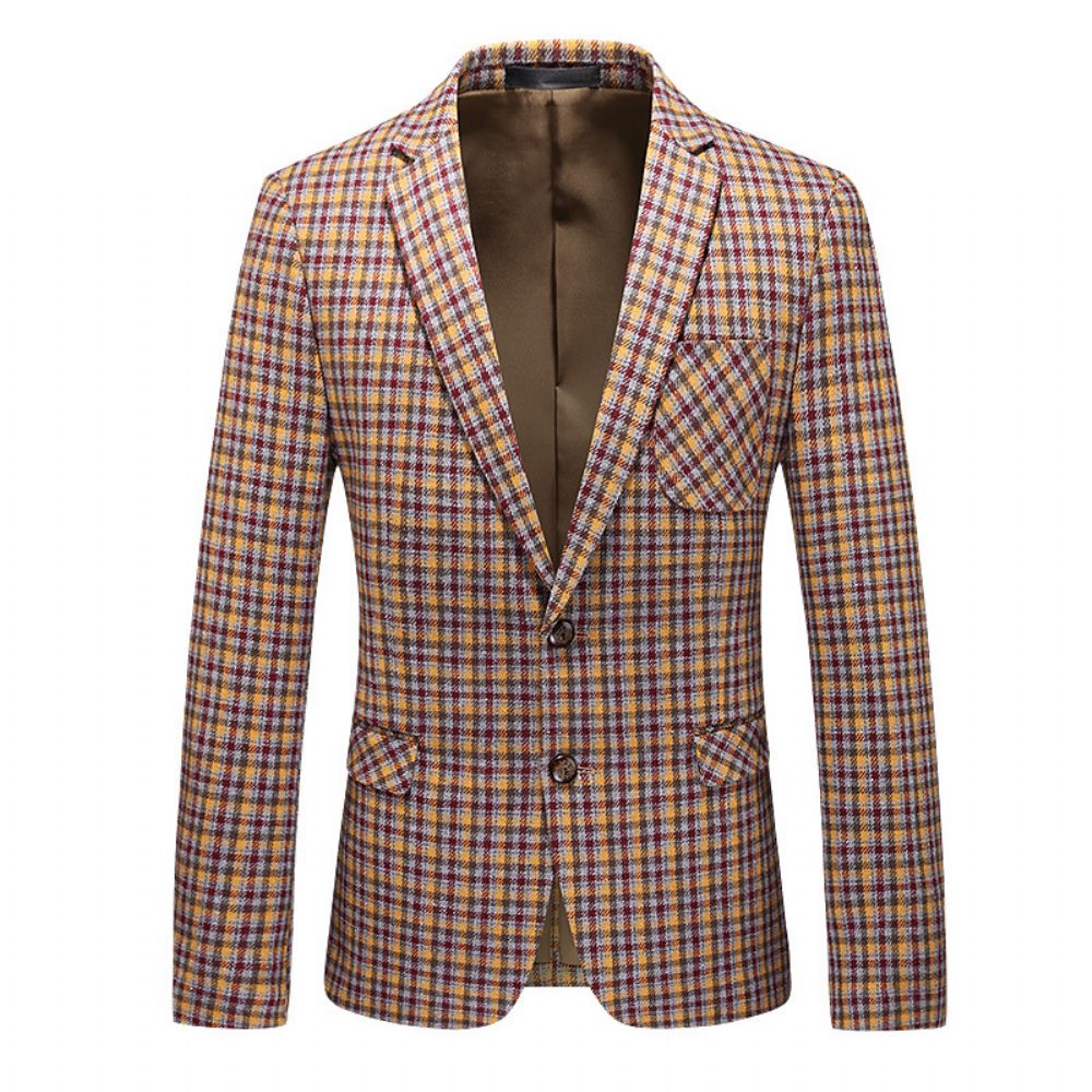 Costume À Carreaux Grande Taille Pour Hommes Deux Boutons Business Casual Fine Plaid Jacket Men