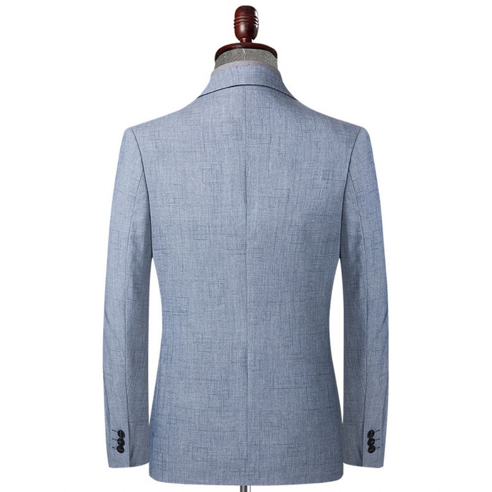 Costume À Carreaux Gris Printemps Et Automne Décontracté Pour Hommes Minces Coupe Ajustée Petit Veste