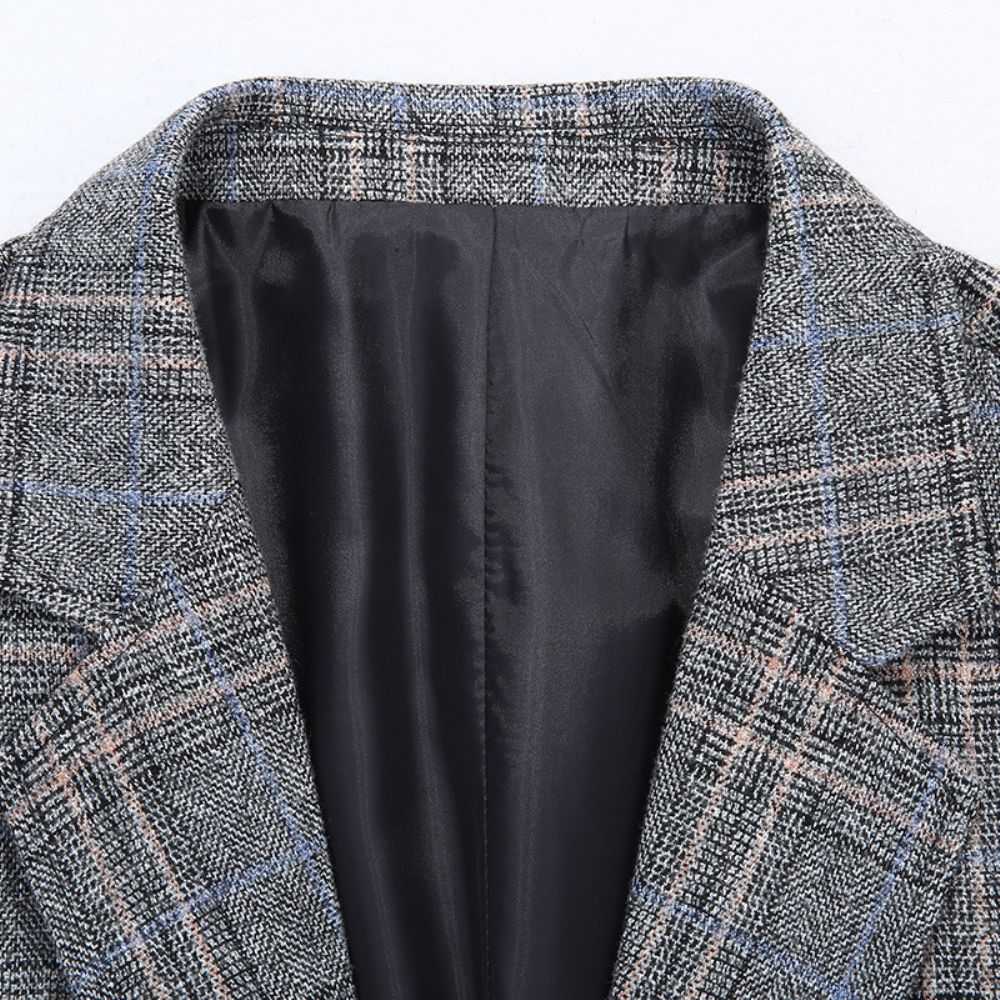 Costume Décontracté Hommes Automne Et Hiver Affaires Plaid Petit Veste Papa Porter