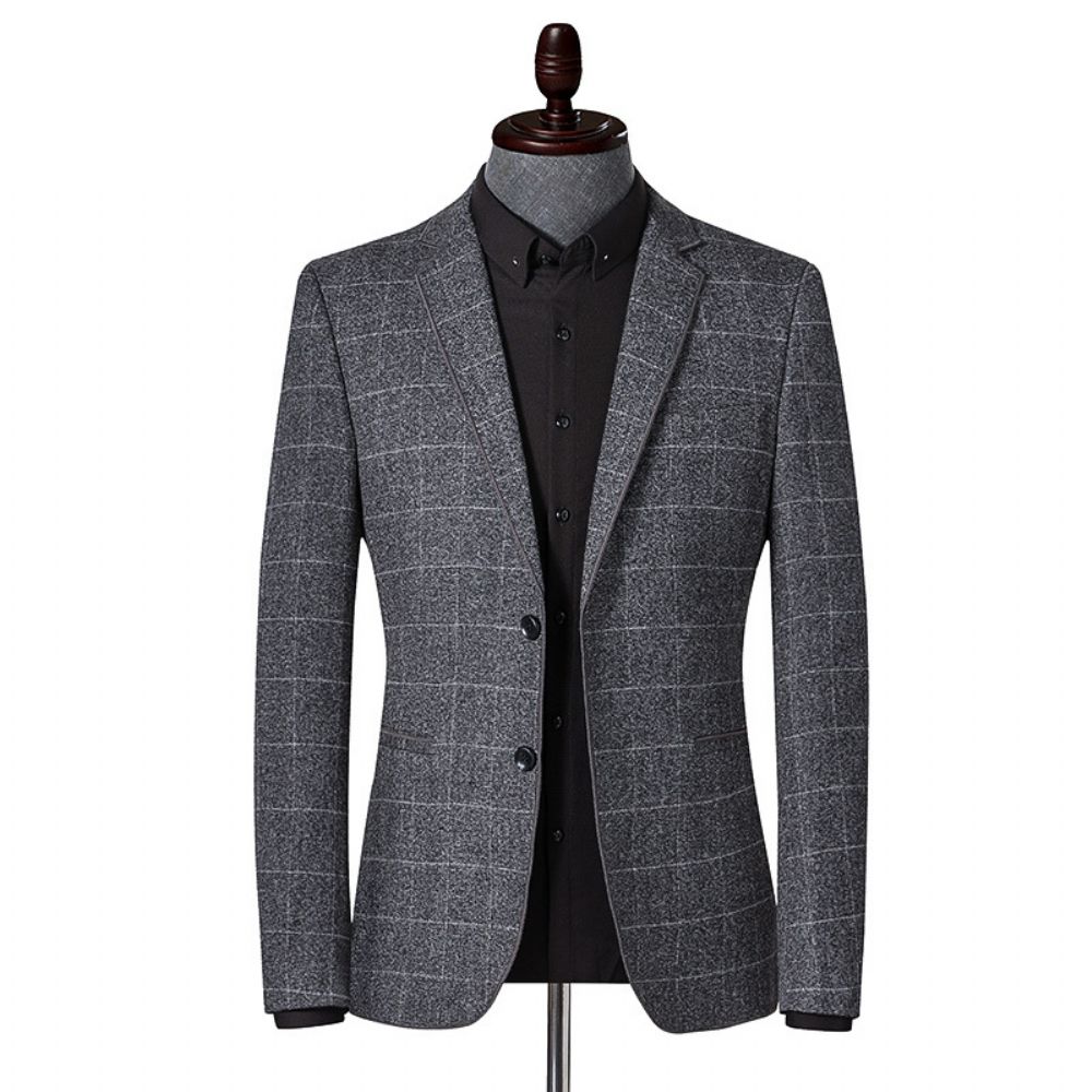 Costume Décontracté Pour Hommes Automne Et Hiver Plaid Jeunesse Petit Mince