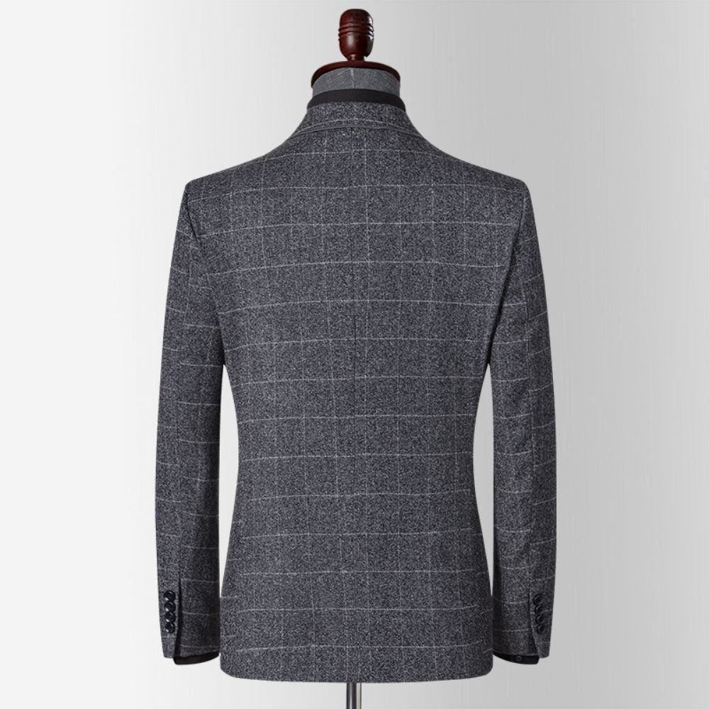 Costume Décontracté Pour Hommes Automne Et Hiver Plaid Jeunesse Petit Mince