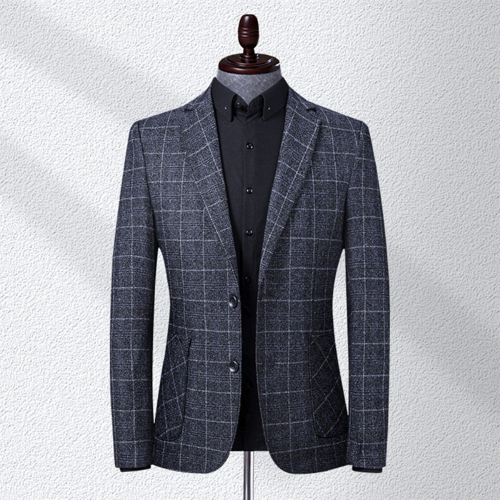 Costume Décontracté Hommes Automne Et Hiver Plaid Petit D'âge Moyen Mince Manteau